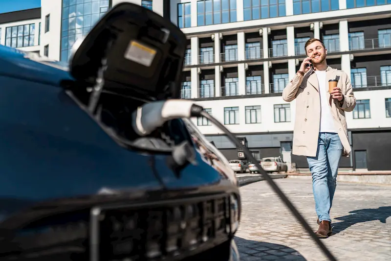 Hombre cargando uno de los mejores coches híbridos de segunda mano 